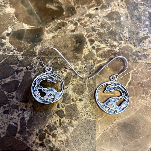 .925 silver dolphin earrings - Picture 2 of 2